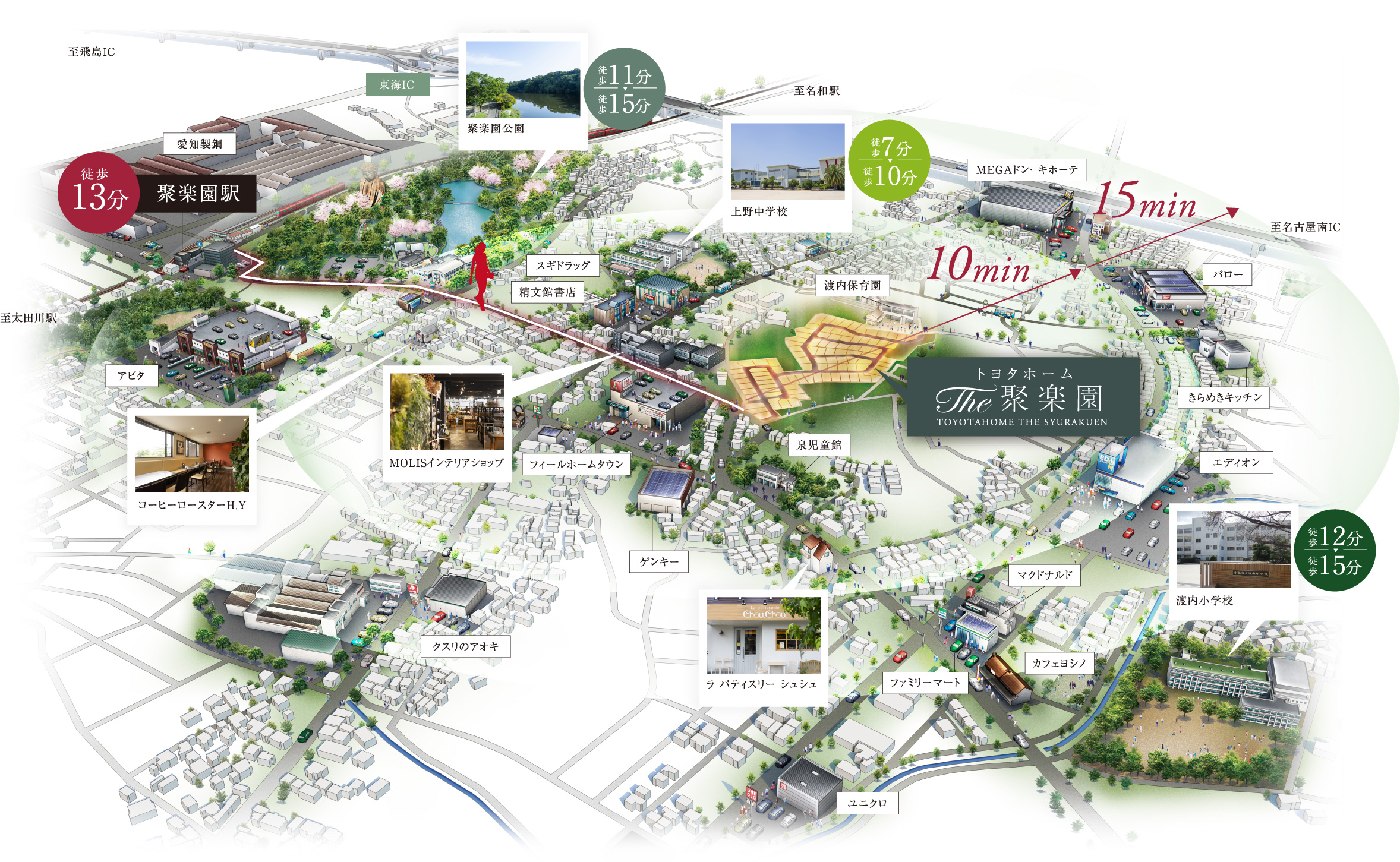 聚楽園 アクセス概念図