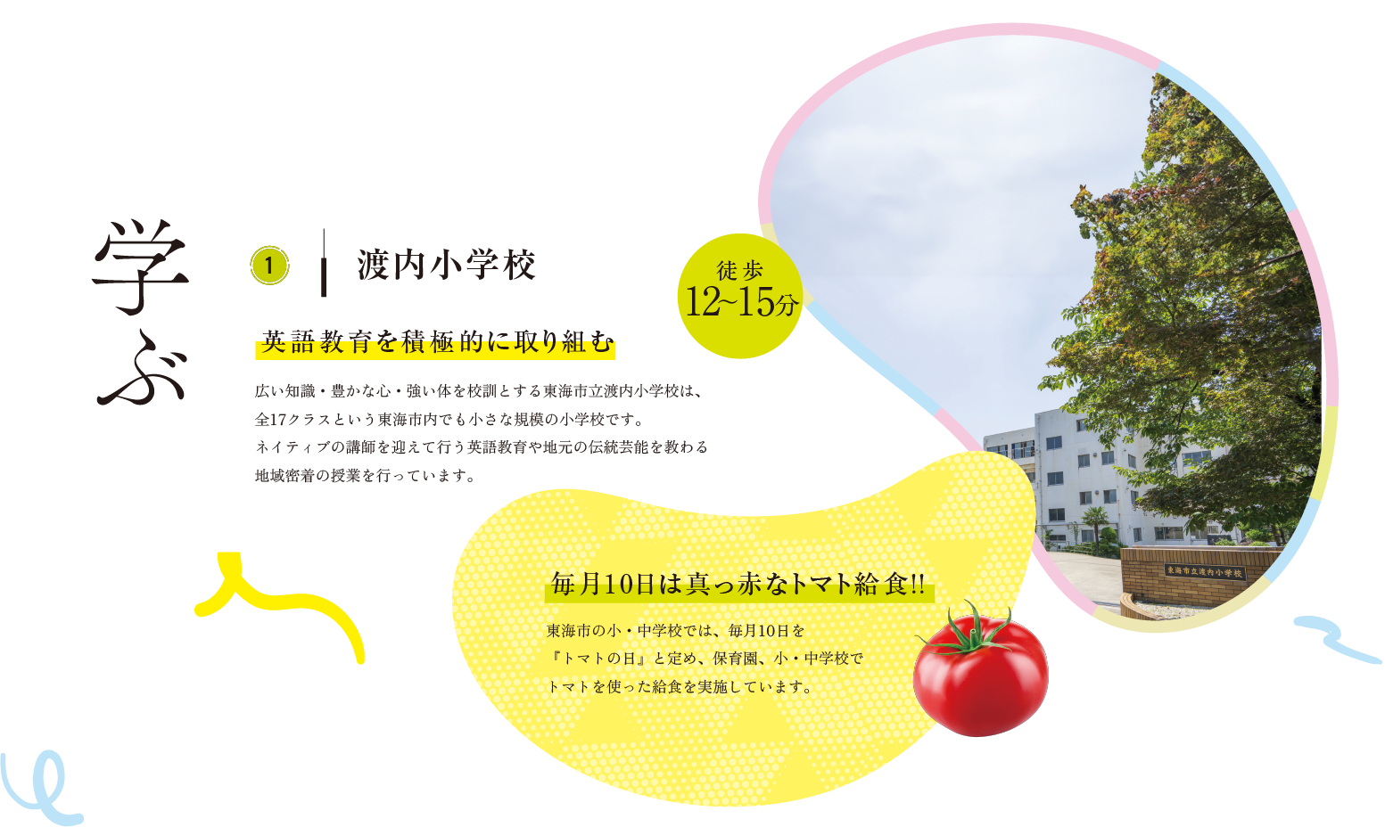学ぶ 1.渡内小学校　英語教育を積極的に取り組む