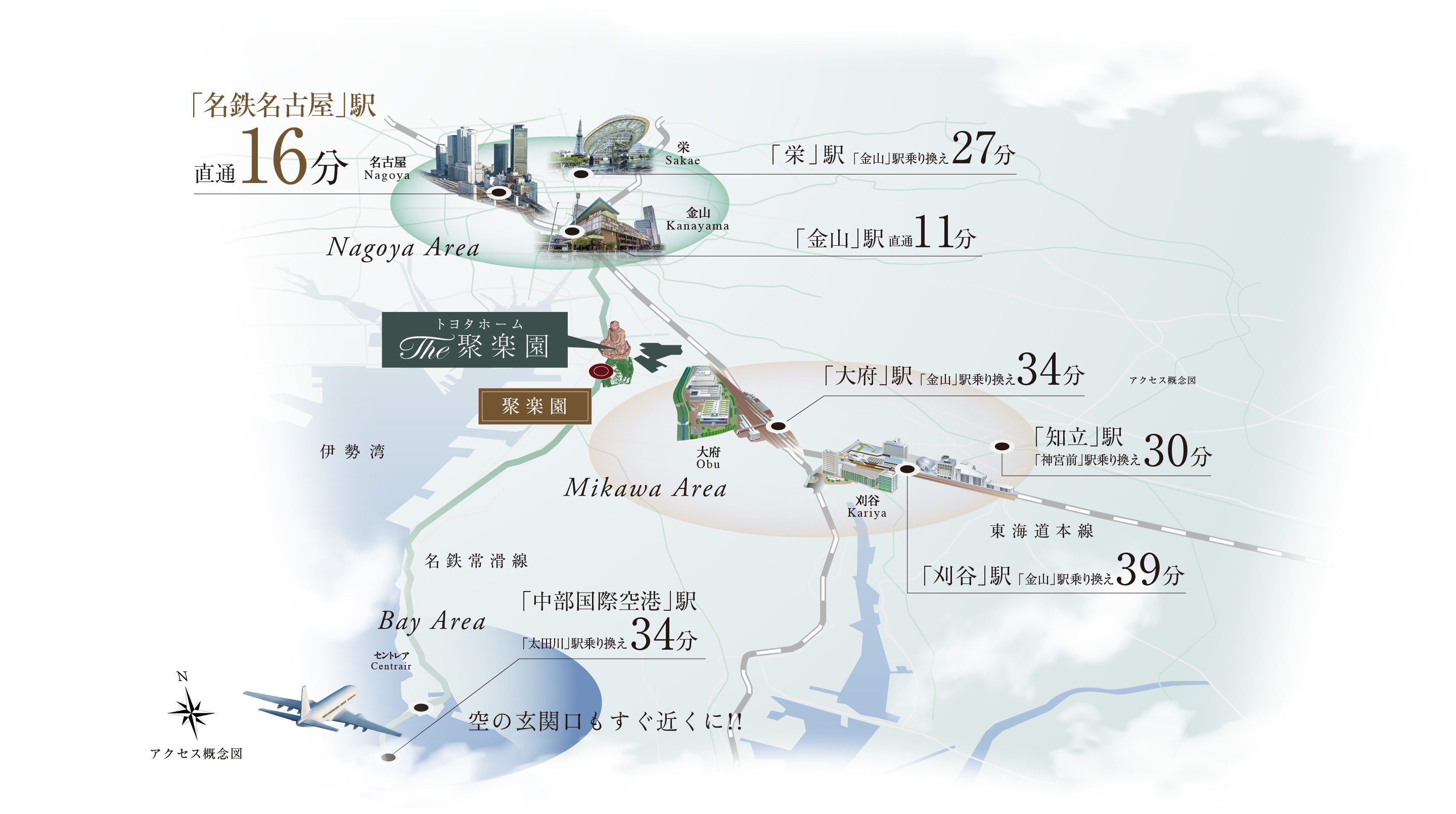 聚楽園 アクセス概念図